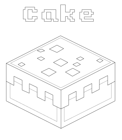 Minecraft Cake Coloring Page